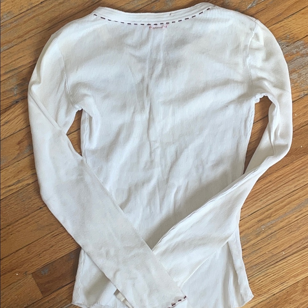 ♡ Cottage-core White Ribbed Top - Picture 3 of 4